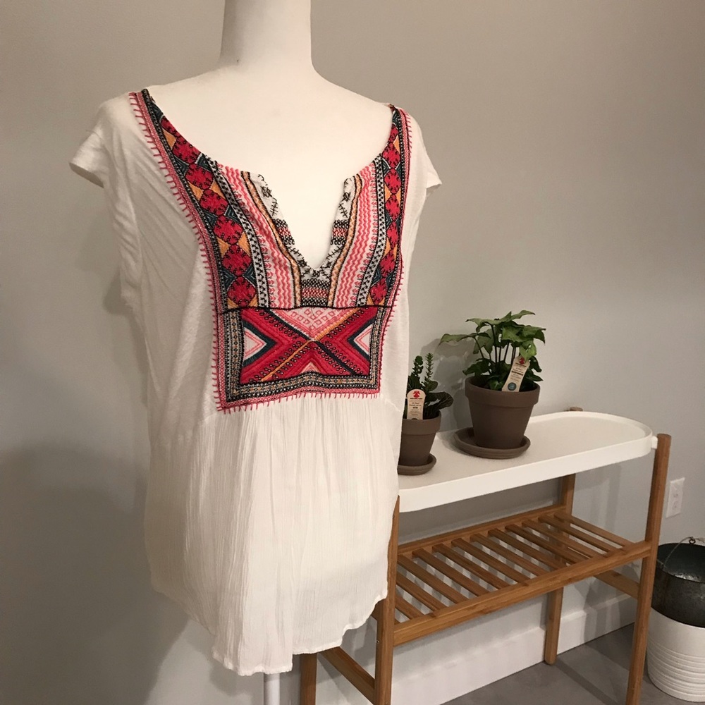 Lucky brand XL short sleeve boho summer top